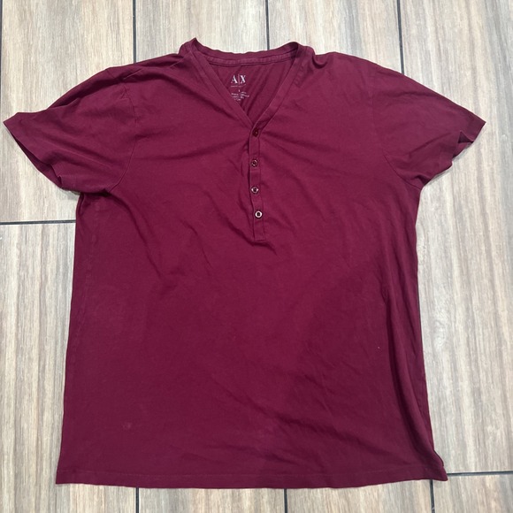 Armani Exchange T-shirt Mens Large Button V Neck - Picture 1 of 6